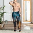 thumbnail image 5 of Goofa Moonlit Night Sky Wolf Pattern Printed Soft Pajama Pants for Men, Wide Leg Comfy Casual Lounge Yoga Pants-Large, 5 of 9