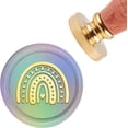 thumbnail image 1 of 1PC Brass Sealing Wax Seal Stamp Removable Wood Handle Rainbow pattern 30mm, 1 of 7