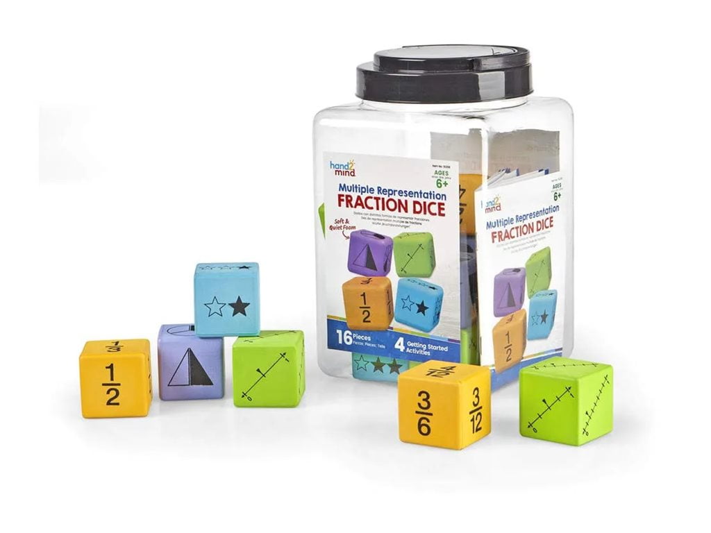 hand2mind Fraction Dice Foam Dice Ages 9+ Multicolor Set of 16