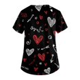 thumbnail image 6 of Healing Hands Scrub Top,Women's V-Neck Valentine's Day Print Short-Sleeve Pocket Side-Slit Nursing Scrub Top - Black - XXXXL, 6 of 6