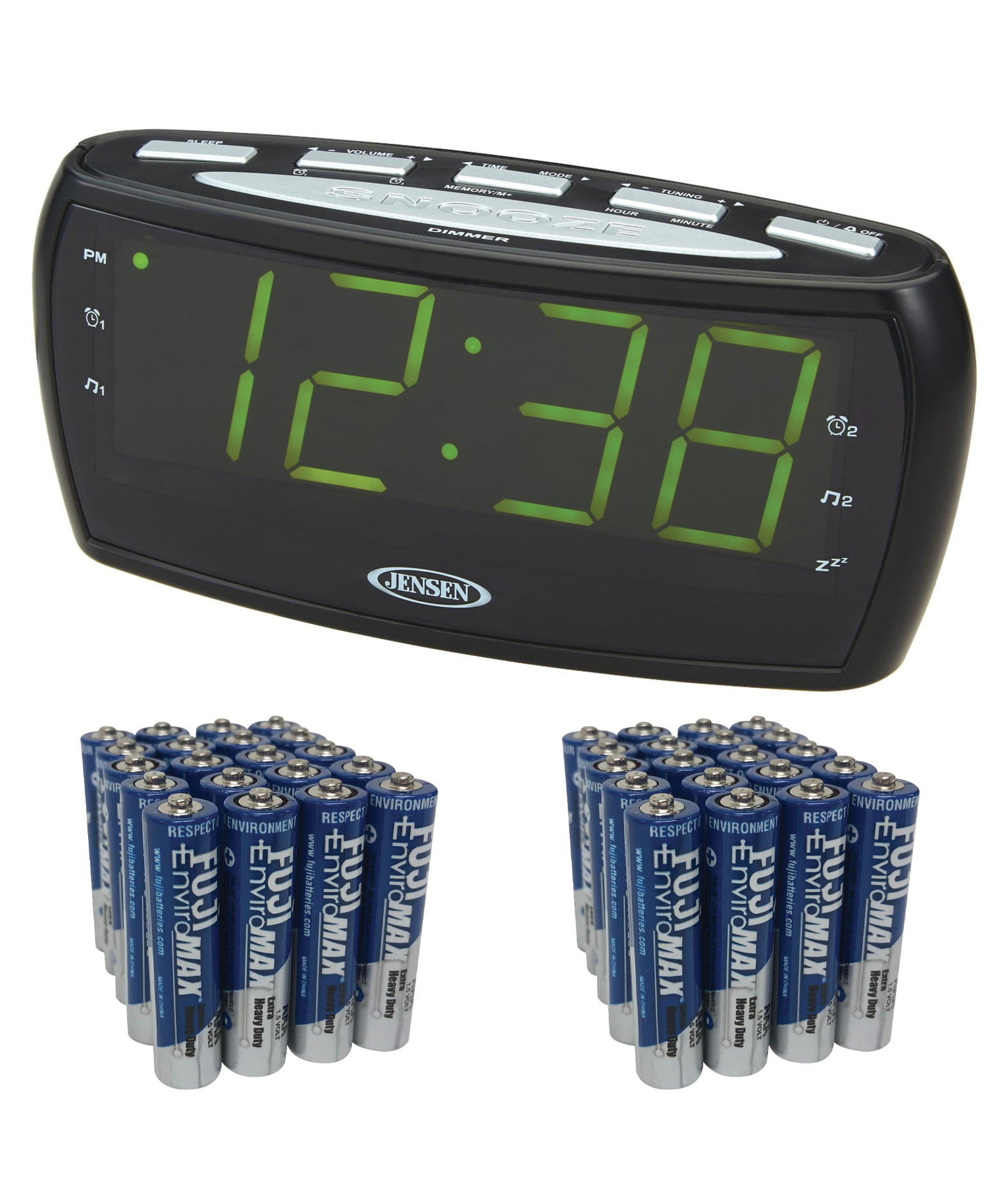 Jensen Jcr-208 Am/Fm Alarm Clock Radio With Auto Time Set 