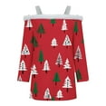 thumbnail image 5 of FDGIU Women's Cold Shoulder Christmas Top 2025, Faux Fur Trim and Holiday Print, Loose Fit 3/4 Sleeve Blouse for Xmas Party, 5 of 5