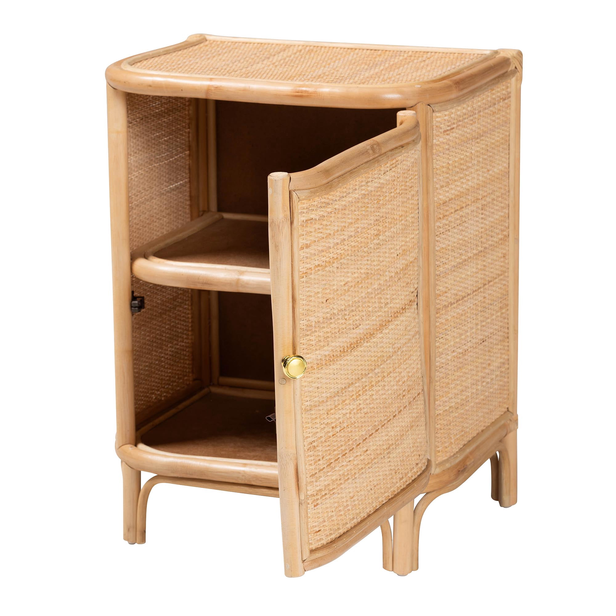 bali & pari Kiara Boho Nightstand, 1-Door, Natural