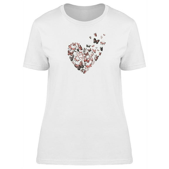 Colorful Retro Butterflies Heart T-Shirt Women -Image by Shutterstock, Female XX-Large