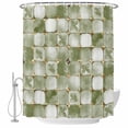 thumbnail image 2 of Sage Green Geometric Waterproof Fabric Shower Curtain,Modern Abstract Art Botanical Waterproof Fabric Shower Curtain for Bathroom Curtains Bathtubs Hotel Shower Curtains with 12 Hooks Standard 60x72, 2 of 8