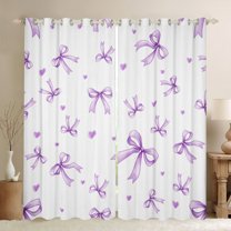 Feelyou Girly Purple Bowknot Blackout Curtains Set of 2 (52x84 Each), Cartoon Princess Bowknot Window Curtains, Teen Boy Girl Kid Curtains and Drapes, Blackout Curtains Room Decor