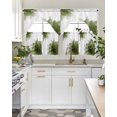 thumbnail image 4 of Sage Green Swag Kitchen Curtains Sets for Windows 24 Inch Length, Boho Modern Floral Abstract Ombre Leaf White Short Window Curtain Panels Swags Valances and Tiers 3 Piece Set for Cafe/Dining Room, 4 of 5