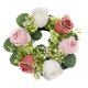 thumbnail image 3 of Anillo de vela floral artificial, corona de vela, corona de rosas pequeñas, anillo de vela de flor sintética, portavelas para cena fiesta en casa Rosa oscuro y claro., 3 of 8