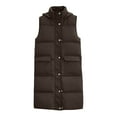thumbnail image 3 of XUNKUSGA Long Puffer Vest Fashion Stand Collar Vest for Women Solid Color Sleeveless Women Jackets Lightweight Casual Warm Zip Up Womens Vest Outerwear S-3XL Brown, 3 of 6