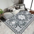 thumbnail image 2 of ZACOO 10' x 13' Boho Vintage Rug Large Area Rug for Living Room Bedroom Office Non-Slip Low Pile Rug Soft Foldable Accent Rug Black, 2 of 8
