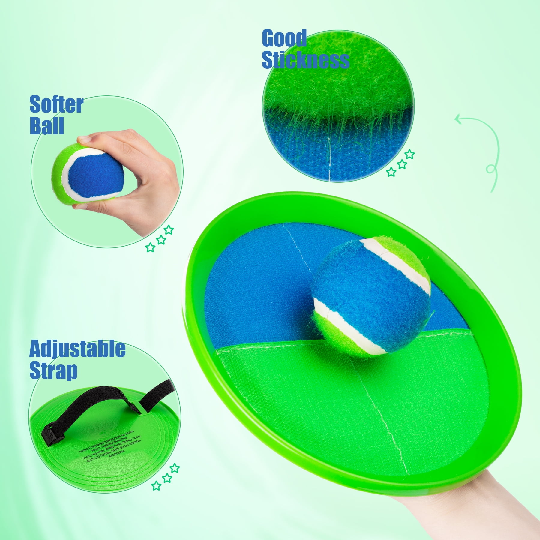 PLAYZAP Toss and Catch Ball Game set, Outdoor Beach Sand Indoor Toys for Kids, Outside Yard Lawn Games for 3-12 Years Old Boys Girls Gifts for Kids Family - 6 Paddles and 6 Balls (Upgraded)