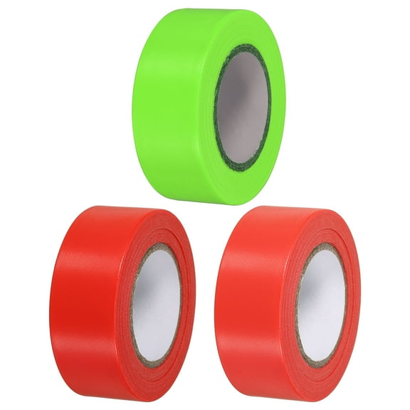1"x98' Flagging Tape Non-Adhesive Neon Marking Tape for Tree Survey Boundaries, Red Orange Green 3 Pack