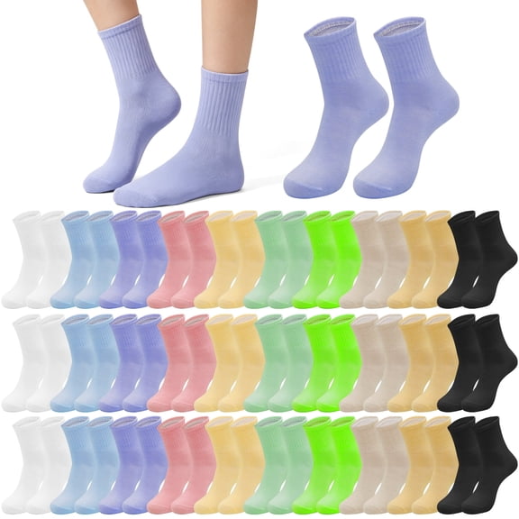 Sophproton 30 Pairs Womens Crew Socks Colorful Lightweight Athletic Casual Long Dress Socks for Women Teens
