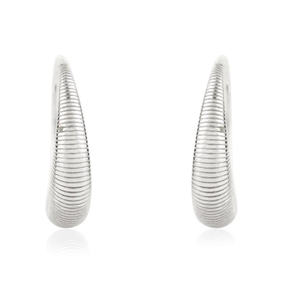925 Sterling Silver White Gold-Plated Minimalist Open Hoop Earrings for Women