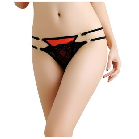 

GWAABD Bridal Lingerie Plus Size Low Waist Full Women s Seductive Lace Thong Underwear Transparent Ribbon