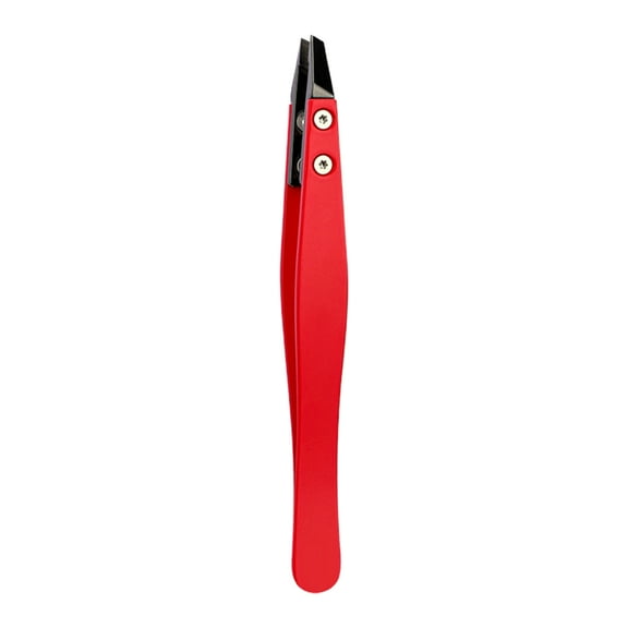GROFRY Eyebrow Tweezer Compact Size Reusable High Precision Rustproof Slant Tip Design Stainless Steel Eyebrow Clip Hair Removal Tweezer Makeup Tool for Women,Red