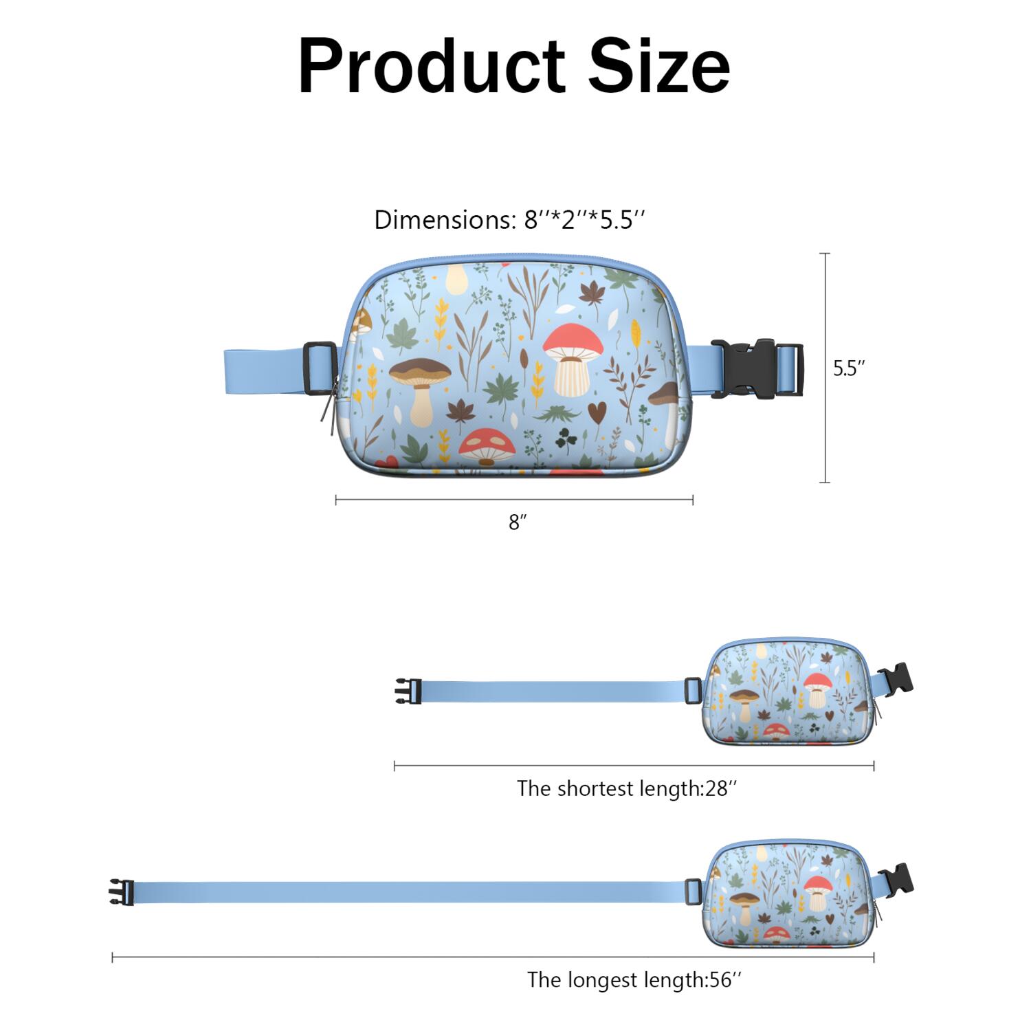 Waist Bag for Men&Women HandsFree Running Belt for Jogging with Adjustable Strap for Casual Running Hiking Cycling Mushroom Sporty Waist Pack