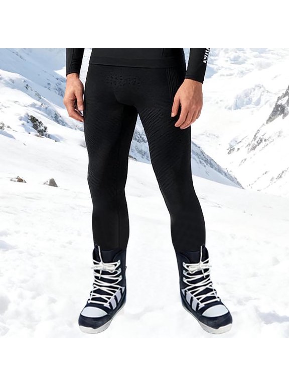 Mens Thermal Compression Pants, Quick-Dry Base Layer Leggings for Ski, Hike & Run, Cold Weather Tights