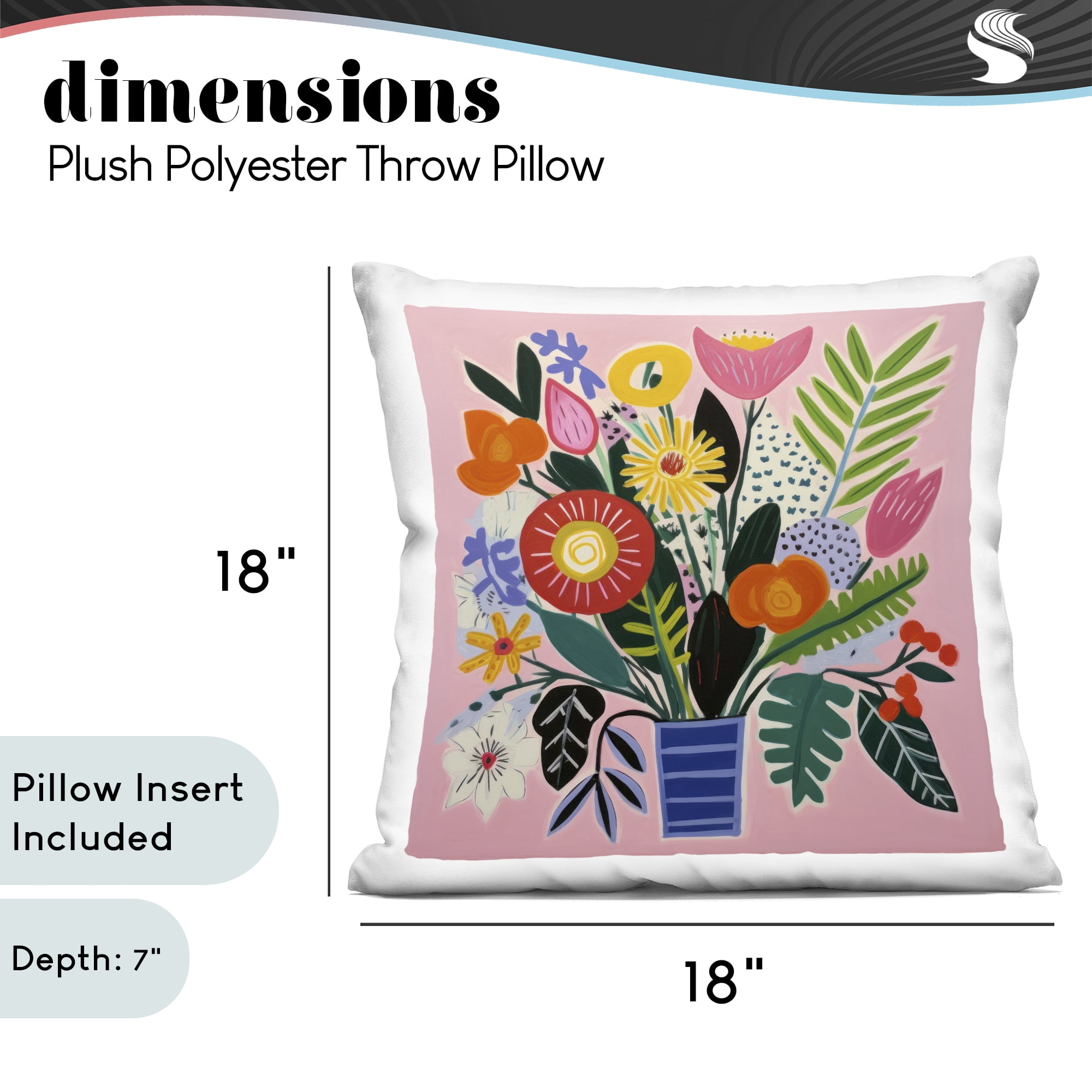 Stupell Industries Floral Flourish Summer Bouquet Decorative Printed Throw Pillow, design by Lazar Studio, 18 x 7 x 18