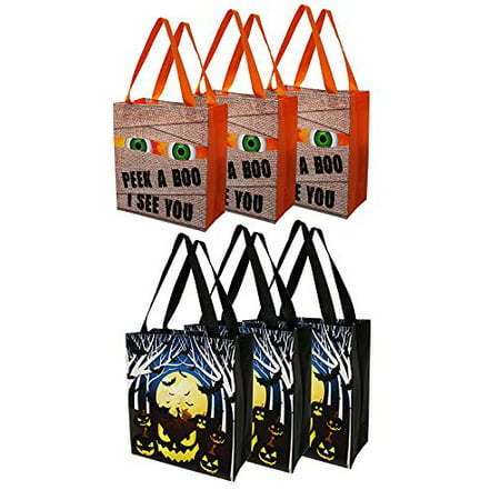 Earthwise Halloween Trick or Treat Bags Reusable Shopping Totes Goodie Bags Party Favor (6 Pack)