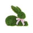 thumbnail image 2 of Easter Faux Grass Sitting Bunny Tabletop Decoration 15.5 Inch - Spring Rabbit Decor with Green Grass Texture and Striped Bow for Entryway Porch Table Display Indoor Outdoor, 2 of 6