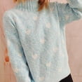 thumbnail image 6 of Loose Pullover Sweaters for Women Trendy Love Heart Pattern Warm Casual Mock Neck Knit Long Sleeve Winter Fall Tops (Large, Blue), 6 of 6
