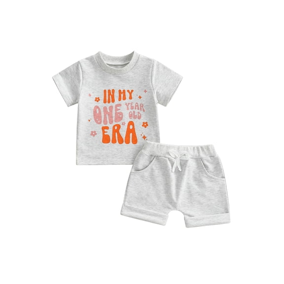 Baby Girl First Birthday Outfit In My One Year Old Era Top 1st Birthday Shirt Casual Shorts Set