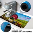 thumbnail image 4 of Red Barn Dish Drying Mats for Kitchen Counter, Chickens Rooster Windmill Farmhouse Sunflowers Rustic Absorbent Coffee Bar Mat with Non-slip Rubber Backed Quick Drying Dish Rack Pad 16"x24", 4 of 9