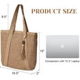 thumbnail image 5 of Straw Beach Bag - Women Beach Handmade Woven Tote Bag, Summer Mesh Hollow Shoulder Bag for Holiday, 5 of 9