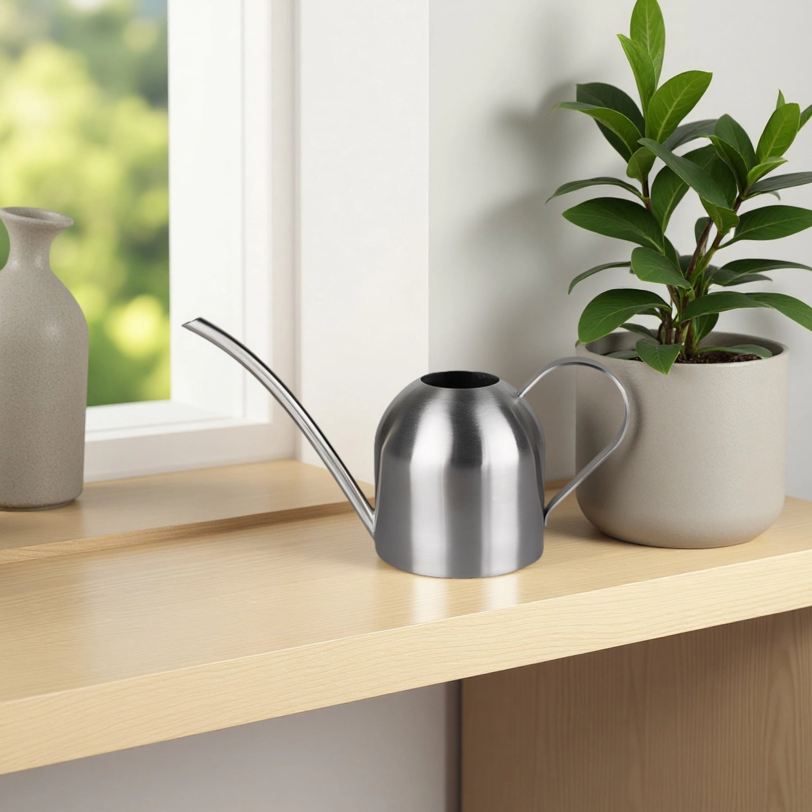 Small Stainless Steel Watering Can,8.7 Inch with Long Narrow Spout,for Indoor Plants,Succulents,Herbs,Potted Plants,Precise Watering,Kitchen Window Garden