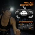thumbnail image 5 of 2 faros delanteros de 1100 lúmenes recargables por USB con sensor LED de 7 modos con luz roja ajustable 90° IP4 impermeable para correr y acampar, 5 of 5