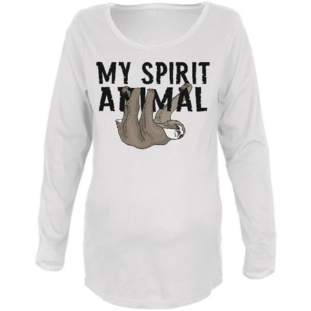 

My Spirit Animal Sloth Maternity Soft Long Sleeve T Shirt White SM