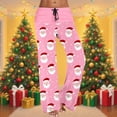 thumbnail image 2 of Enjoytime Christmas Womens Pants Cute Printed High Waisted Straight Leg Cozy Stretch Pants Casual ​Drawstring Loose Fashion Trousers Pink S, 2 of 6