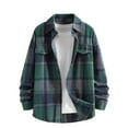 thumbnail image 3 of UVEASISHA Flannel Shirt for Men Long Sleeve Button Down Plaid Shirts Regular Fit Casual Shacket Jacket Lightweight Stylish Shirt Jackets with Pockets Army Green M, 3 of 9
