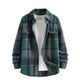 thumbnail image 2 of Blusa y camisa de manga larga con cuello vuelto para hombre, informal, de manga larga, con solapa, estampado a cuadros, botones, bolsillo falso, chaqueta, blusa de poliéster para hombre, 2 of 8