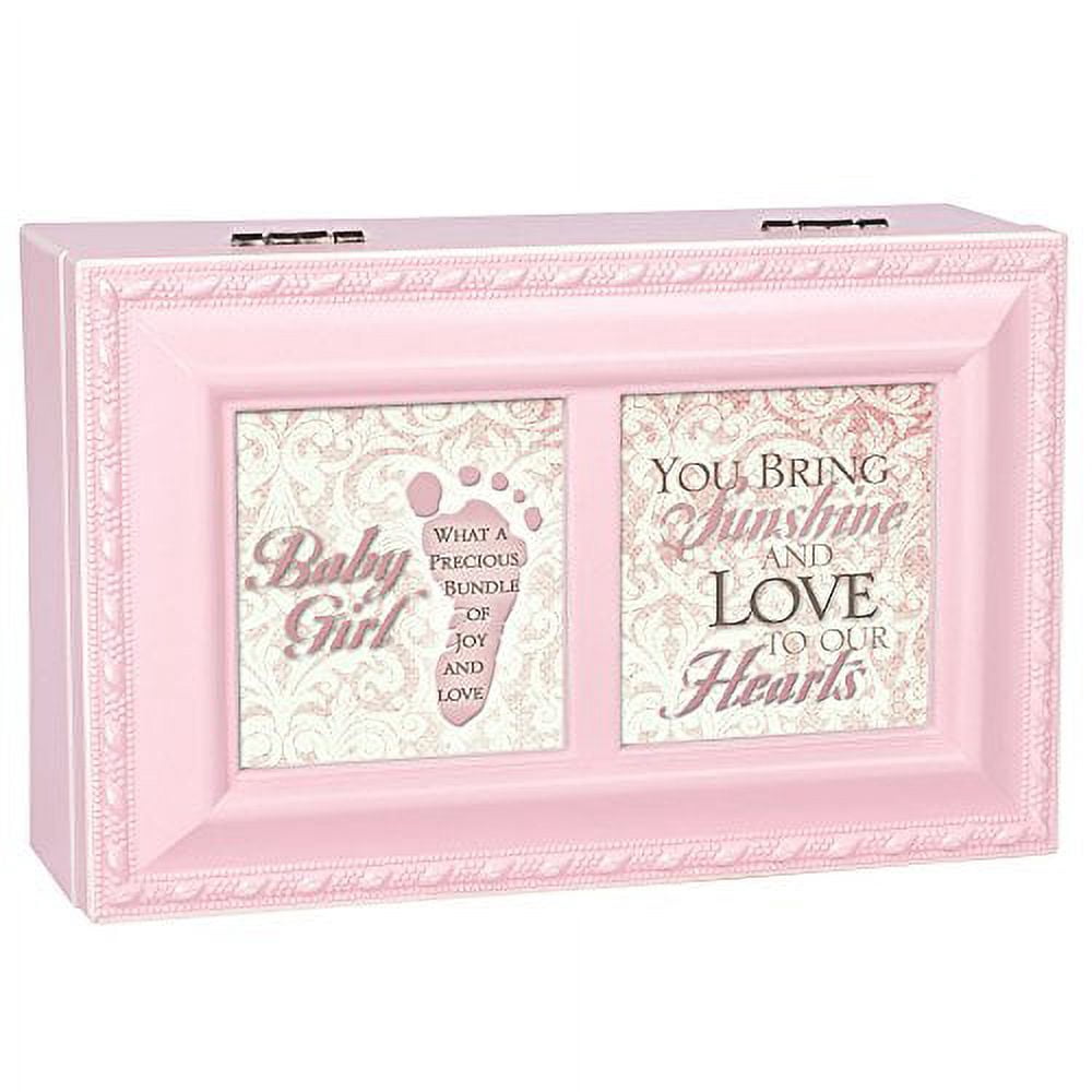 Cottage Garden Baby Girl Distressed Pink Petite Music Jewelry Box Plays Brahms's Lullaby