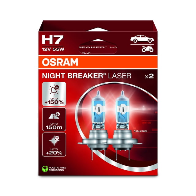 Bombillas de halógeno para faros OSRAM Night Breaker Laser H7 12V