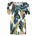 thumbnail image 4 of Ichuanyi Women's Casual Pattern Floral Printed Shirt Loose Short Sleeved T-Shirt Classic Round Neck Top, 4 of 5