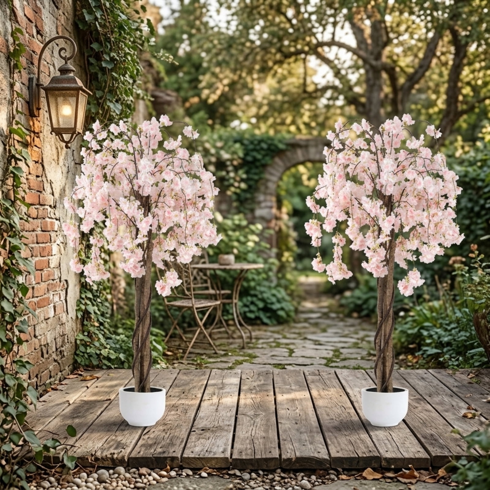 Vebreda Artificial Plant Decor, 5.5 FT Tall Artificial Cherry Blossom Tree with Pink/White Flowers 1 Pack, Realistic and Charming Appearance