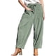 thumbnail image 3 of Pantalones de para Mujer, Estilo Holgado, de Pierna , Informales, con Cintura Elástica, Tipo Palazzo y Estilo Harem, con Bolsillos Frijol Verde S, 3 of 8