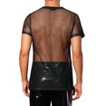 thumbnail image 3 of INSPIRE CHIC Glitter Mesh Sheer T Shirt for Men's Round Neck Short Sleeve See Through Party Tee Tops, 3 of 5