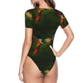 thumbnail image 4 of Daiia Hybrid Parrot in the Forest print Women's Crew Neck Short Sleeve Bodysuit Fashion Tops Fit Casual Basic Extender Bodysuit-Medium, 4 of 9