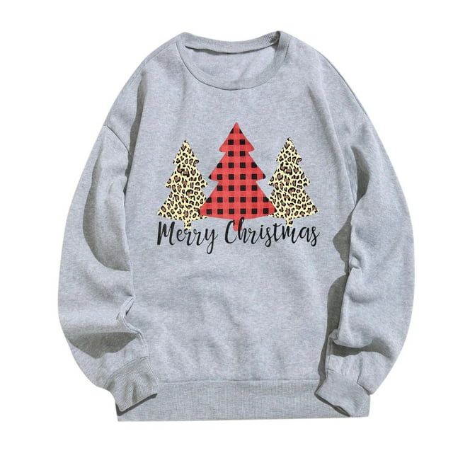WEAIXIMIUNG Chandails en Molleton Grande Taille pour Femmes 3X Imprimé de Noël Décontracté à Manches Longues Pull Col Rond Sweat à Capuche