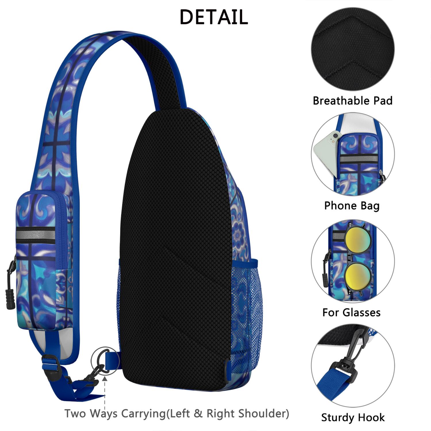 Sling Bag Bohemian Tribal Hiking Daypack Crossbody Backpack Purse for Men Women