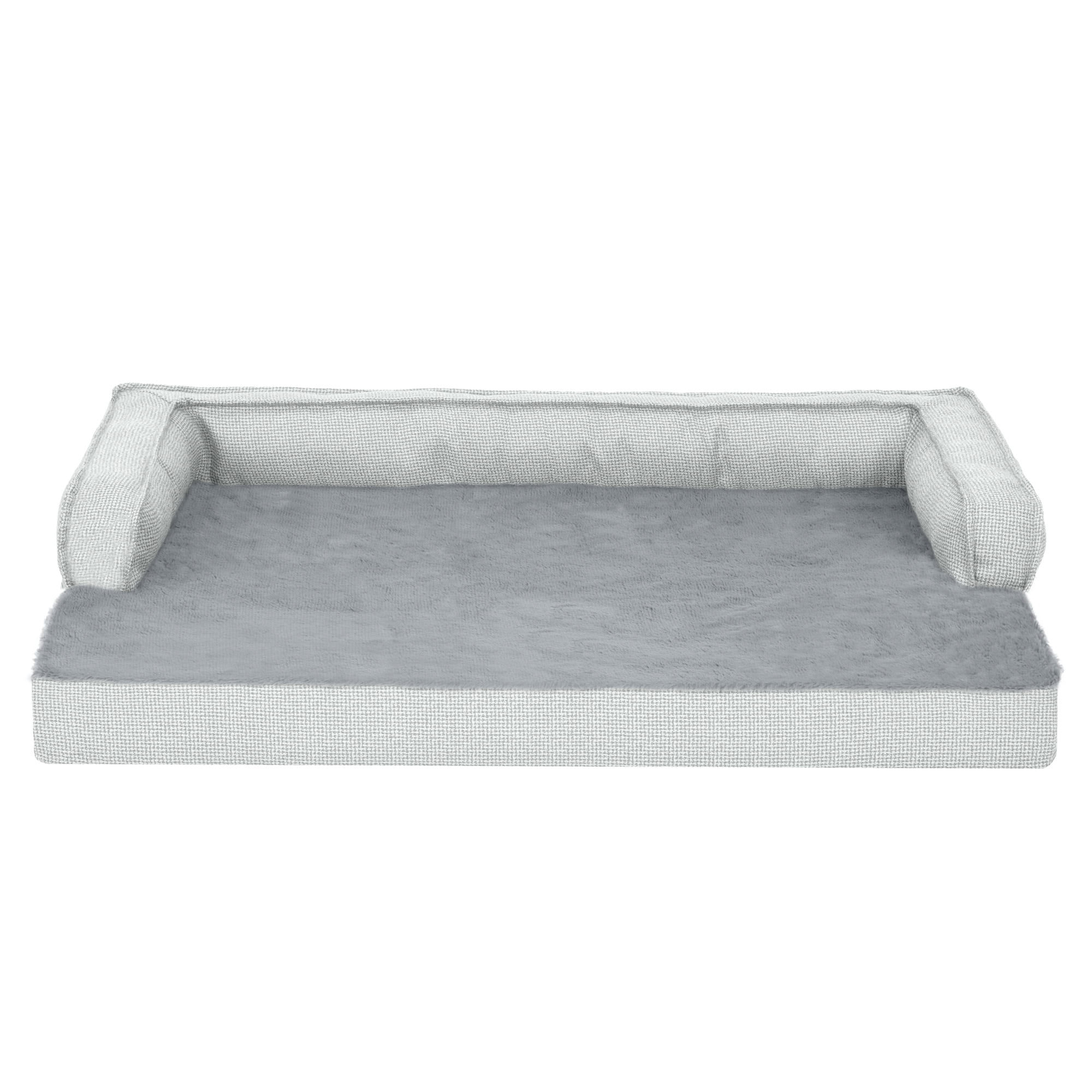 FurHaven Pet Products Plush & Decor Check Comfy Couch Orthopedic Pet Bed for Dogs & Cats - Gray, Medium