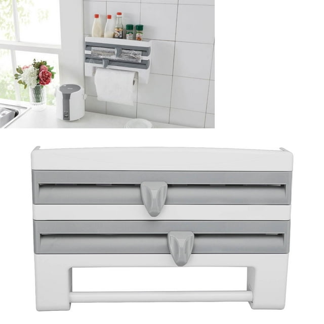 Cling Film Cutter, Fixation Cling Film Wrap Dispenser Wall Mount Multifunctional For Home