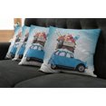 thumbnail image 2 of Winter Throw Pillow Cushion Case Pack of 4, Traveling Themed Snowy Image Ski Baggage Items Blue Vintage Car Holiday Photograph, Modern Accent Double-Sided Print, 4 Sizes, Multicolor, by Ambesonne, 2 of 6
