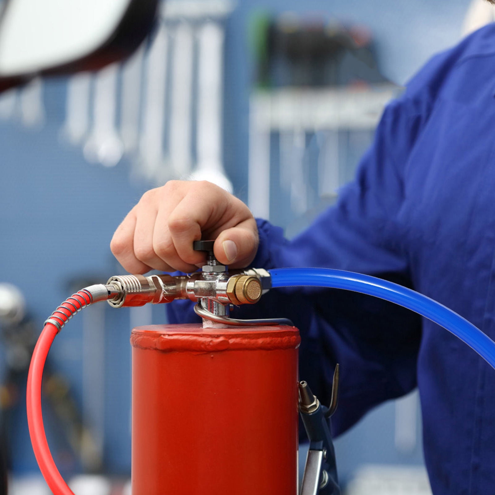 USHOBE Blue Tpu Hose for Air Compressor Transparent Air Line Tubing Durable Material