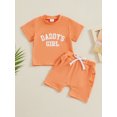 thumbnail image 2 of Arvbitana Toddler Girls Summer Clothes Letter Print T-shirt Short Sleeve Tops with Elastic Waist Shorts 2Pcs Outfits Infant Baby Casual Short Pants Sets 6M 12M 18M 24M 3T, 2 of 9