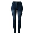 thumbnail image 3 of Ketyyh-chn99 Women's Casual Jeans Elastic Waist Work Pants Trousers with Pocket Dark Blue,2XL, 3 of 5